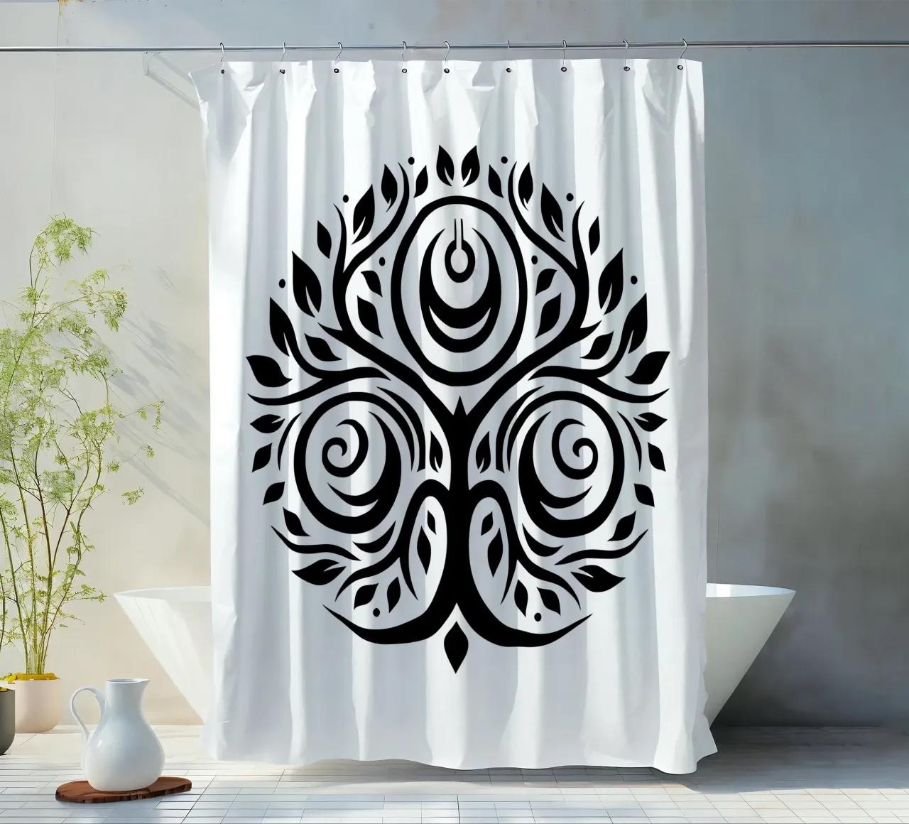 Mandala in bianco e nero tenda da doccia da Spiritual Touch