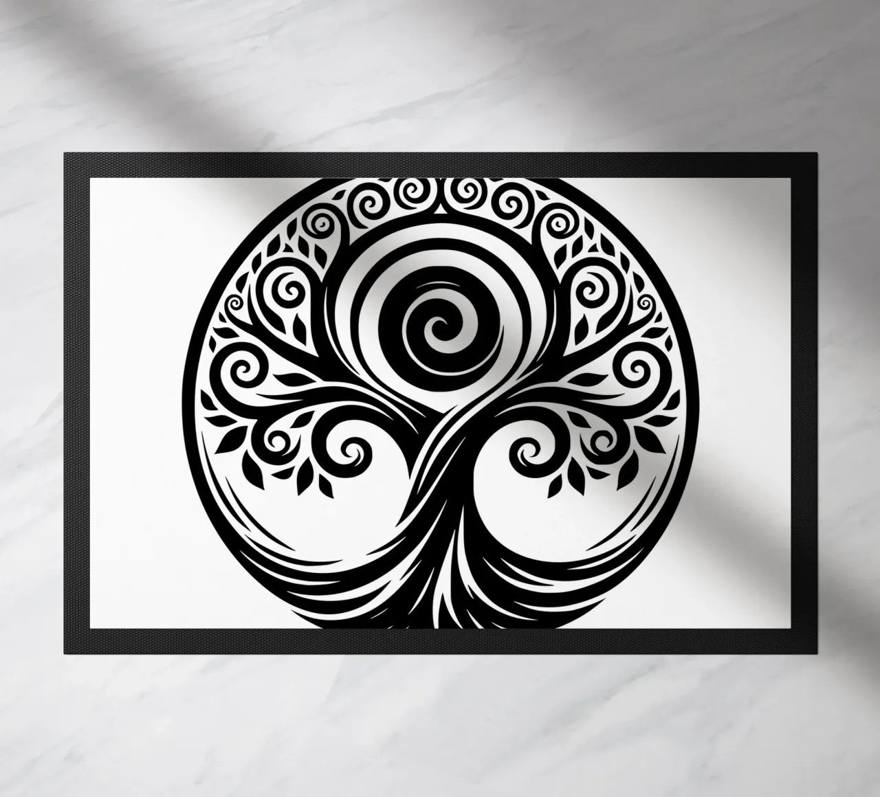 Mandala in bianco e nero zerbino da Spiritual Touch