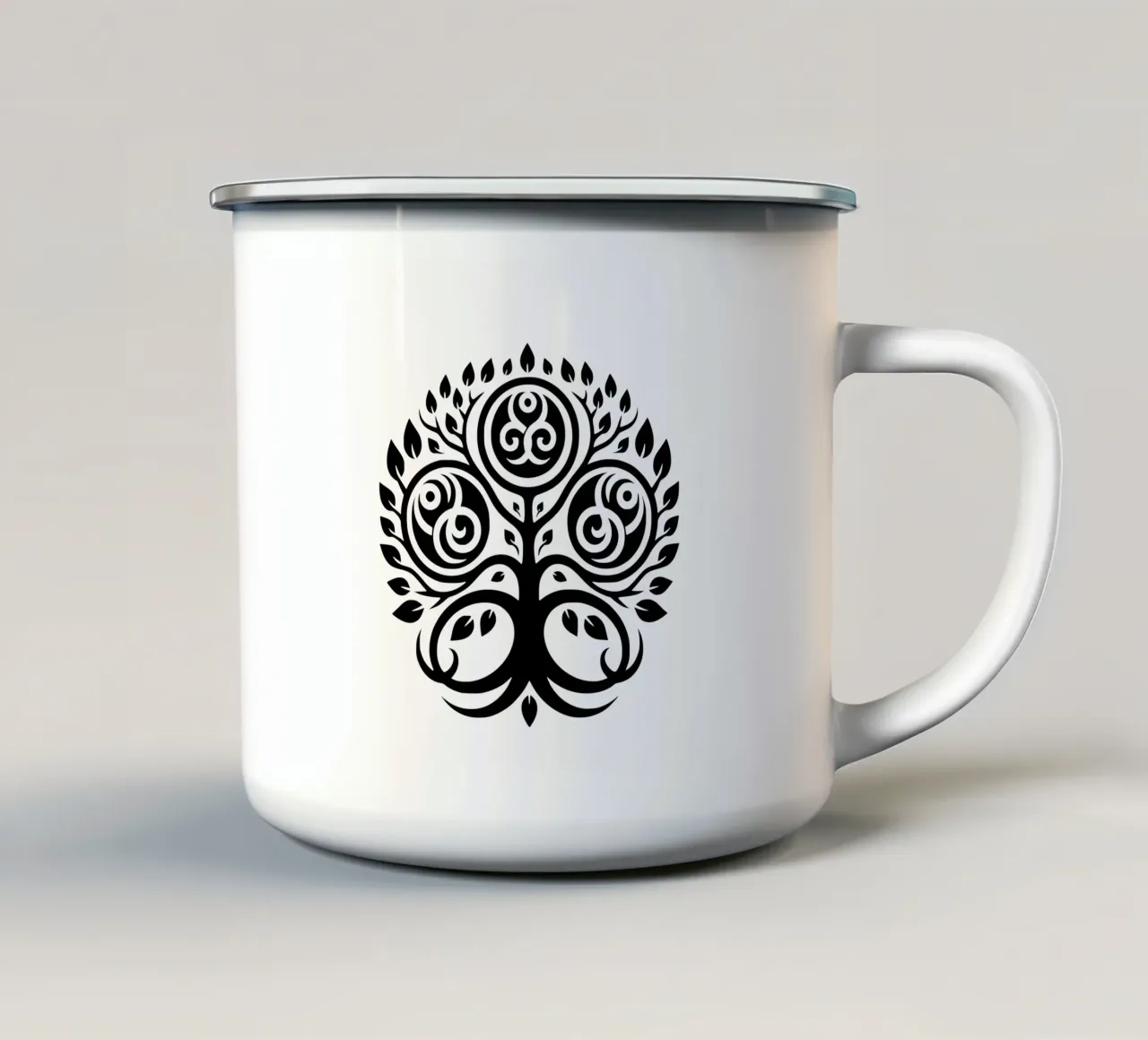 Mandala in bianco e nero tazza in smalto da Spiritual Touch