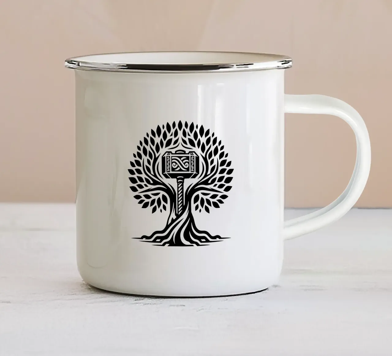 Mandala in bianco e nero tazza in smalto da Spiritual Touch