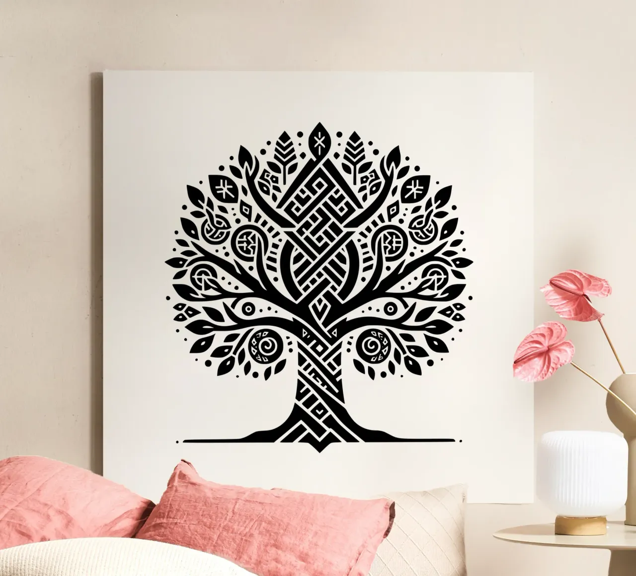 Mandala in bianco e nero tela con Cornice a cassetta da Spiritual Touch