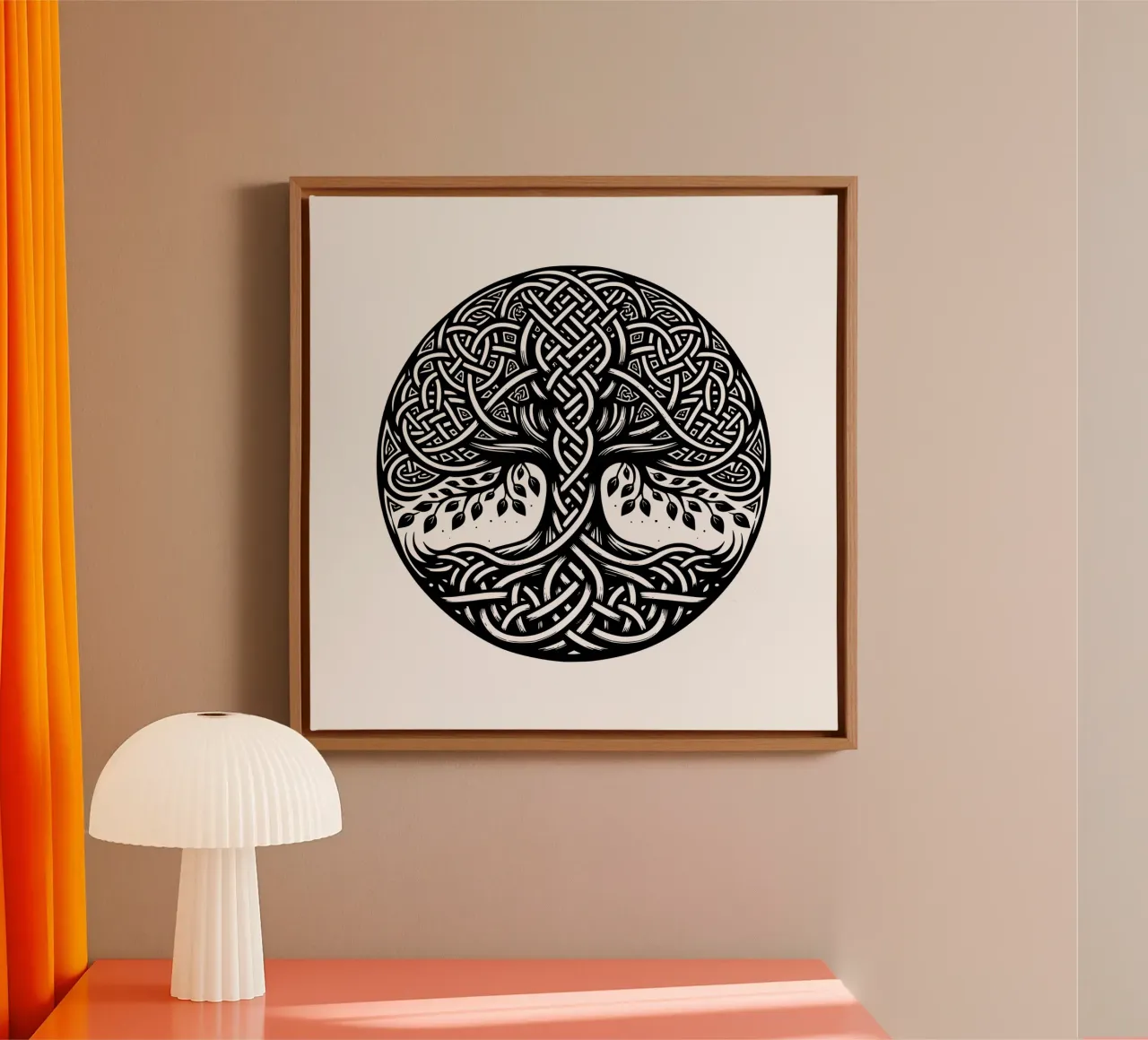 Mandala in bianco e nero tela con Cornice a cassetta da Spiritual Touch