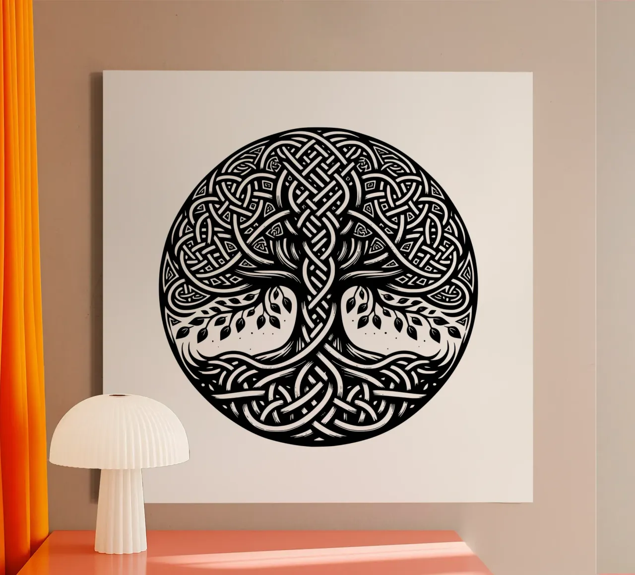 Mandala in bianco e nero tela con Cornice a cassetta da Spiritual Touch