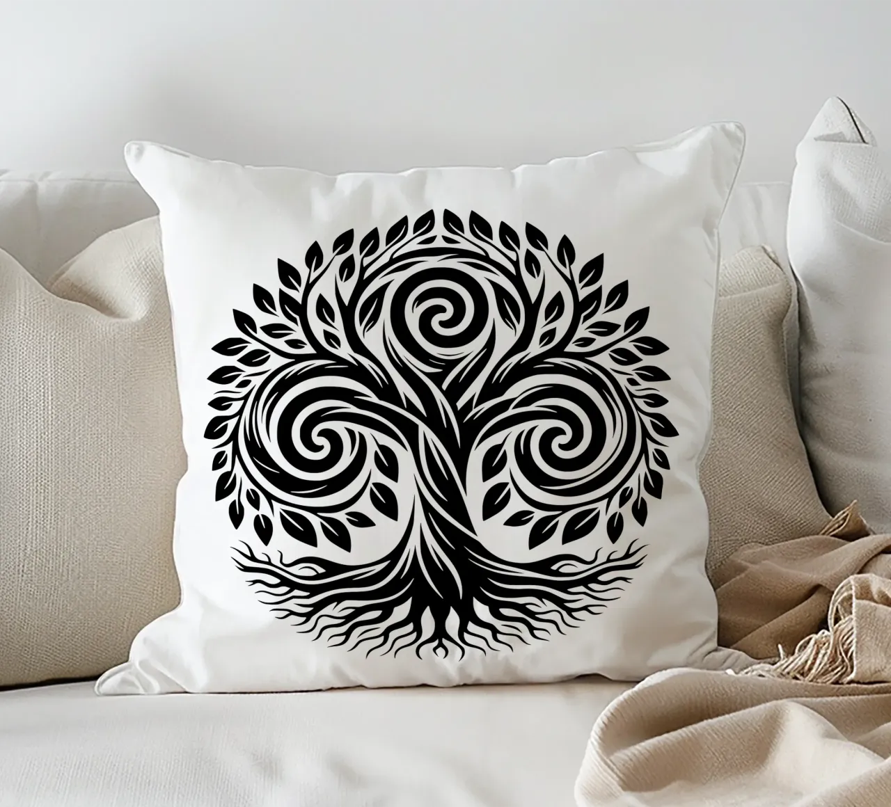 Mandala in bianco e nero cuscino da Spiritual Touch