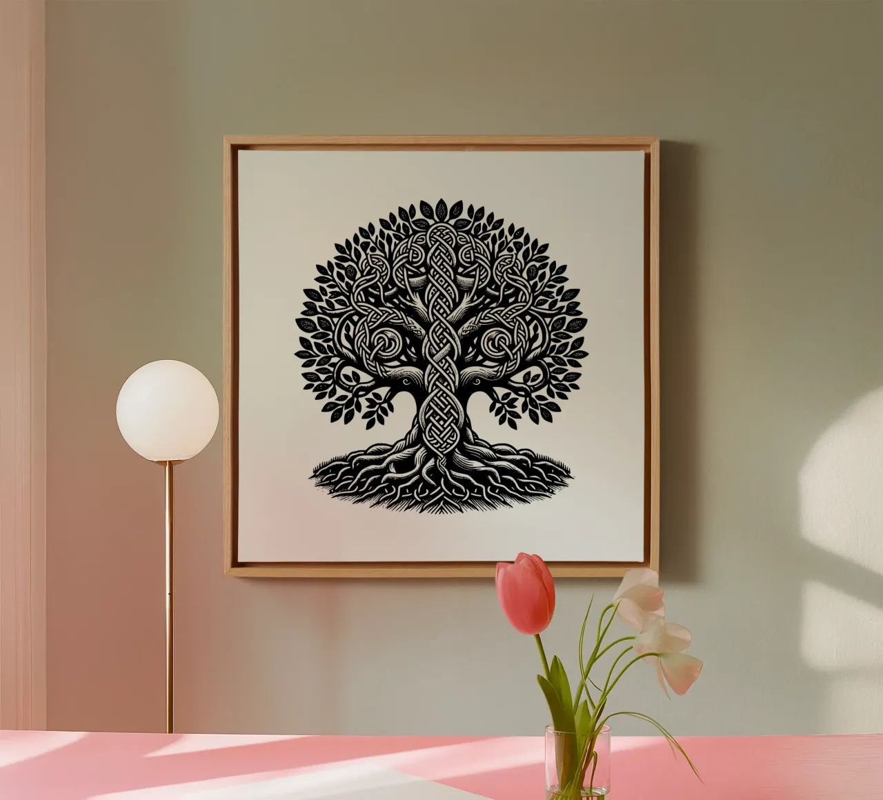 Mandala in bianco e nero tela con Cornice a cassetta da Spiritual Touch