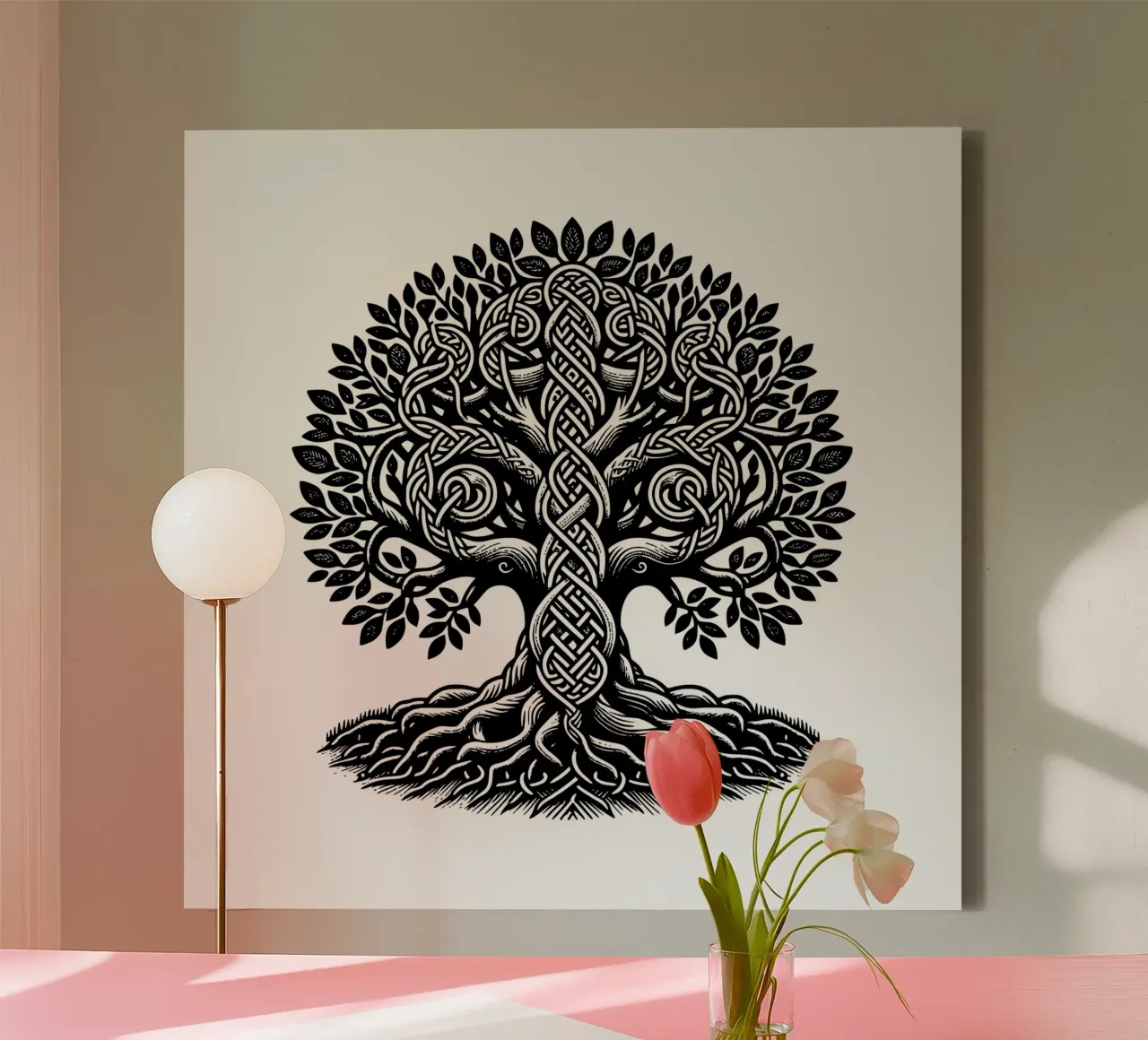 Mandala in bianco e nero tela con Cornice a cassetta da Spiritual Touch