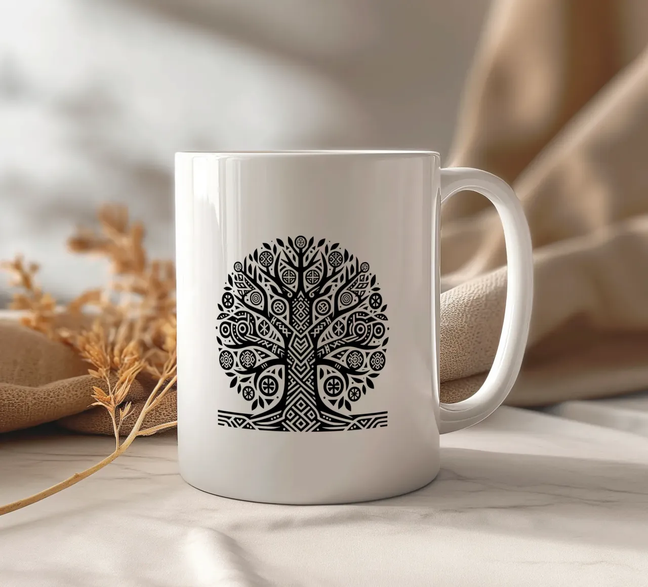Mandala in bianco e nero tazza in ceramica da Spiritual Touch