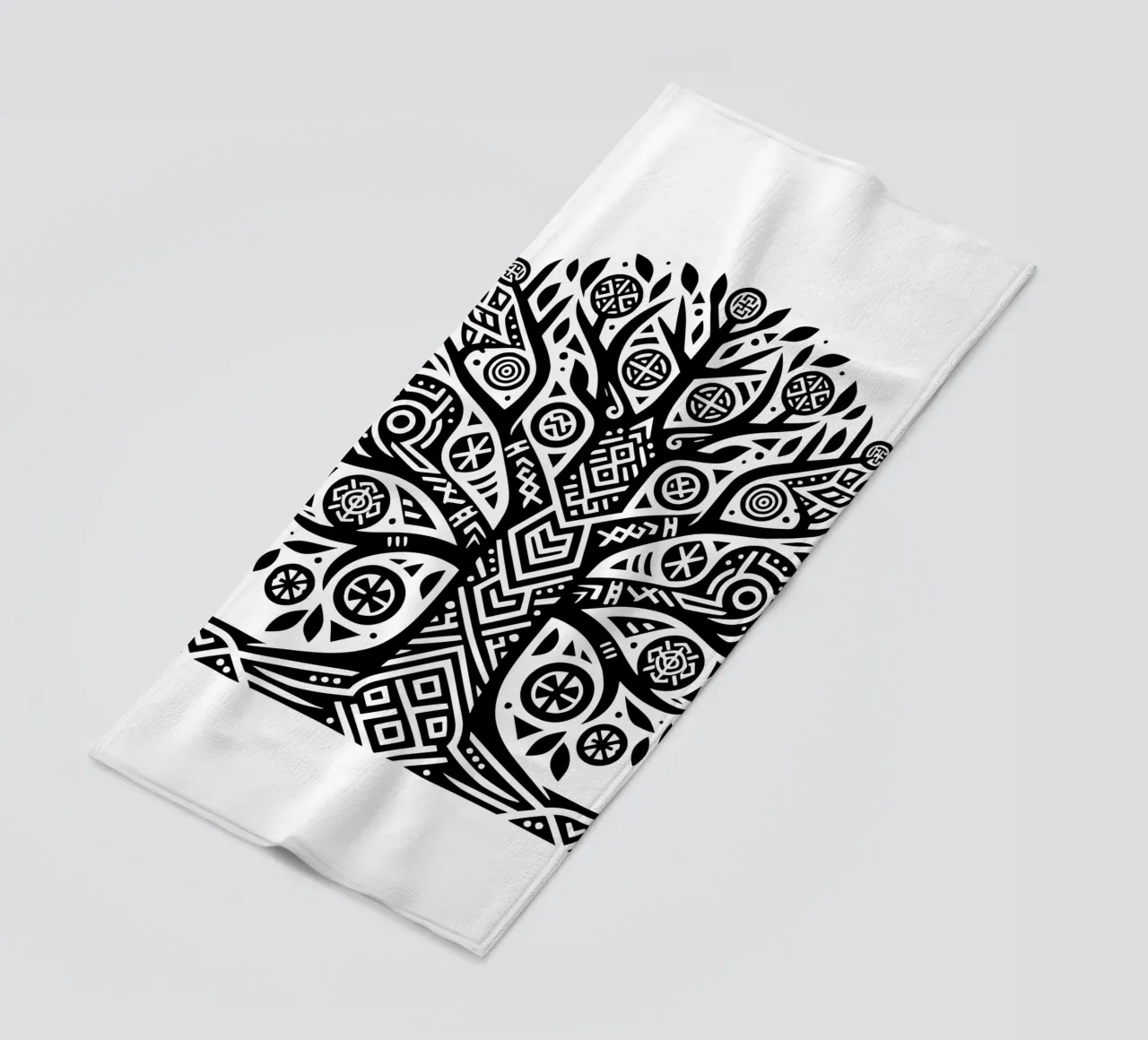 Mandala in bianco e nero telo mare da Spiritual Touch