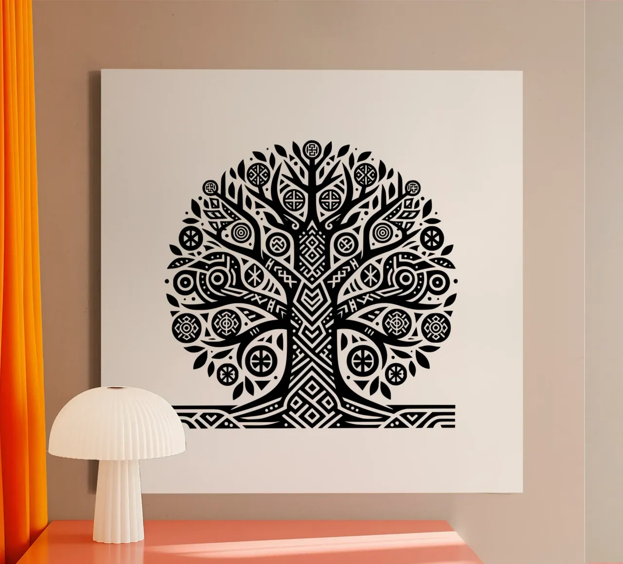 Mandala in bianco e nero tela con Cornice a cassetta da Spiritual Touch