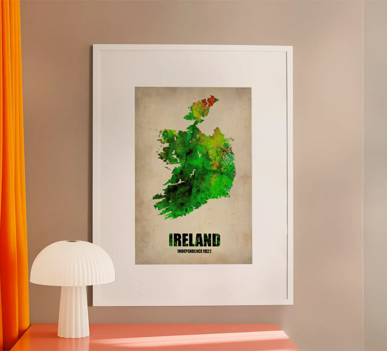 Ireland Watercolor Map poster con telaio in plastica da Naxart