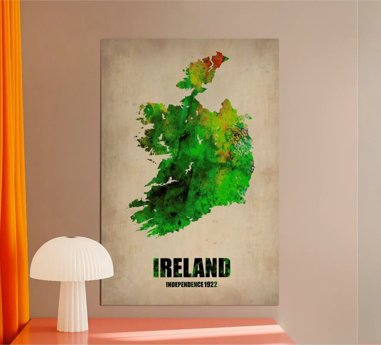 Ireland Watercolor Map poster con telaio in plastica da Naxart