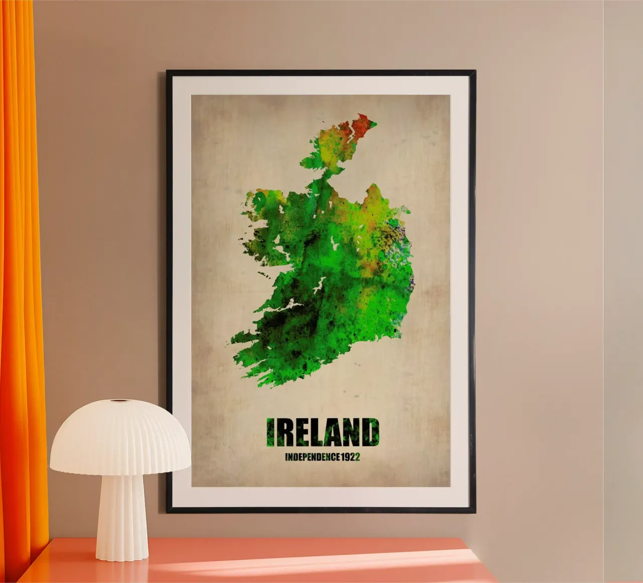 Ireland Watercolor Map poster con telaio in plastica da Naxart