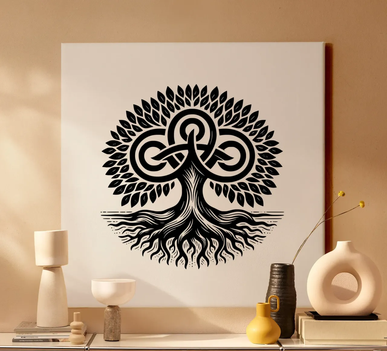 Schwarz-weißes Mandala Leinwand von Spiritual Touch