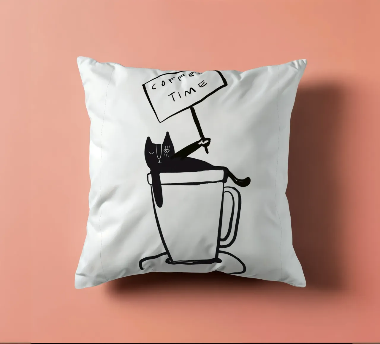 Coffee Time - The tiny COFFEECAT cuscino da Gabi_Schöffel_Illustration