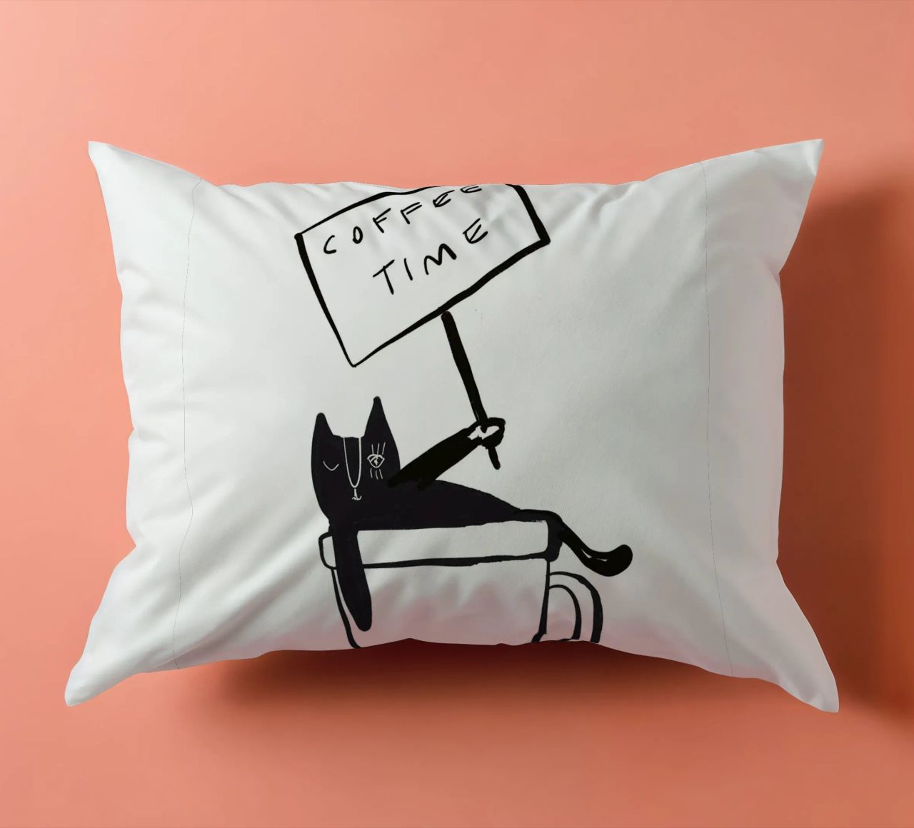 Coffee Time - The tiny COFFEECAT cuscino da Gabi_Schöffel_Illustration