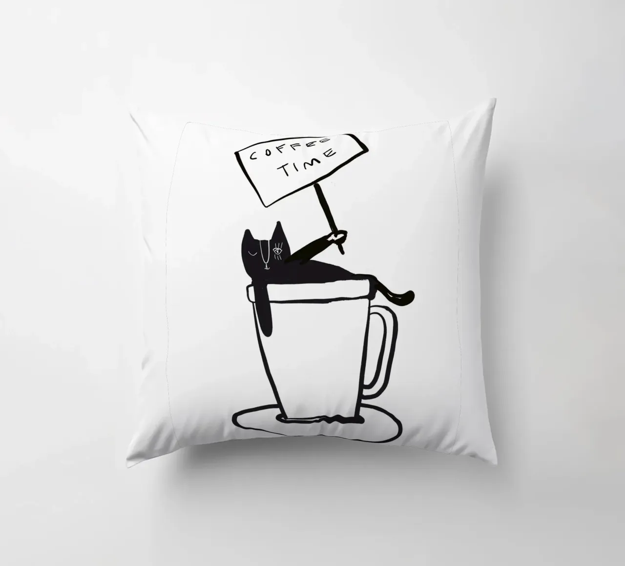 Coffee Time - The tiny COFFEECAT cuscino da Gabi_Schöffel_Illustration