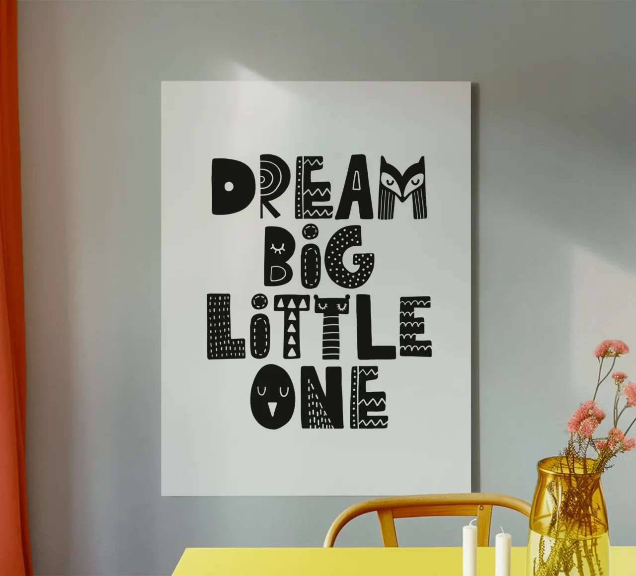 Sognare in grande piccolo Arredamento scandinavo per la camera da letto dei bambini tela con Cornice a cassetta da THE MOTIVATED TYPE