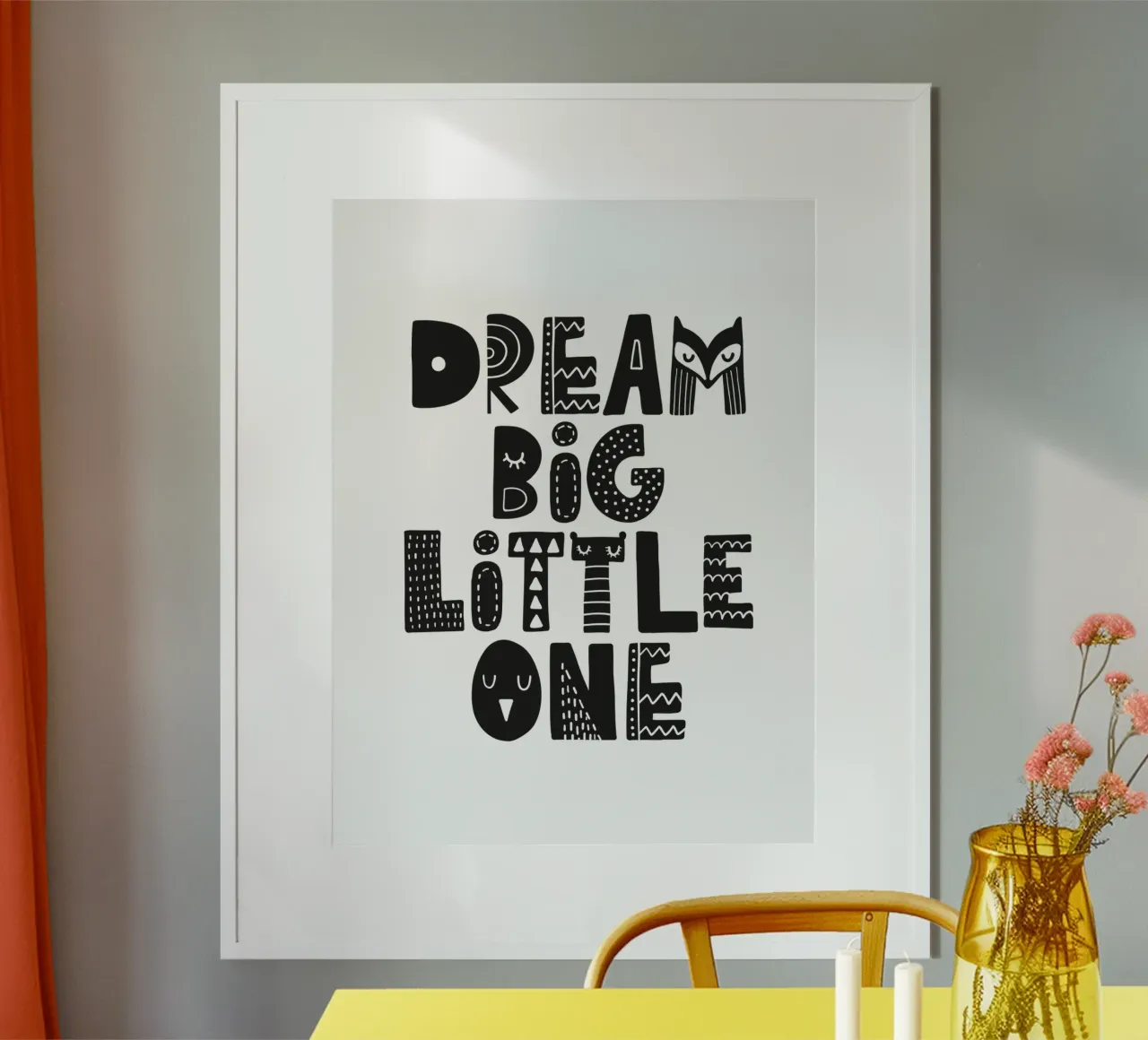 Sognare in grande piccolo Arredamento scandinavo per la camera da letto dei bambini poster da THE MOTIVATED TYPE