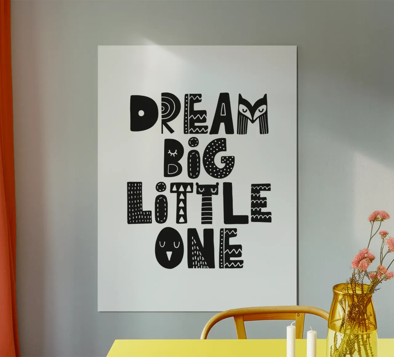 Sognare in grande piccolo Arredamento scandinavo per la camera da letto dei bambini poster da THE MOTIVATED TYPE