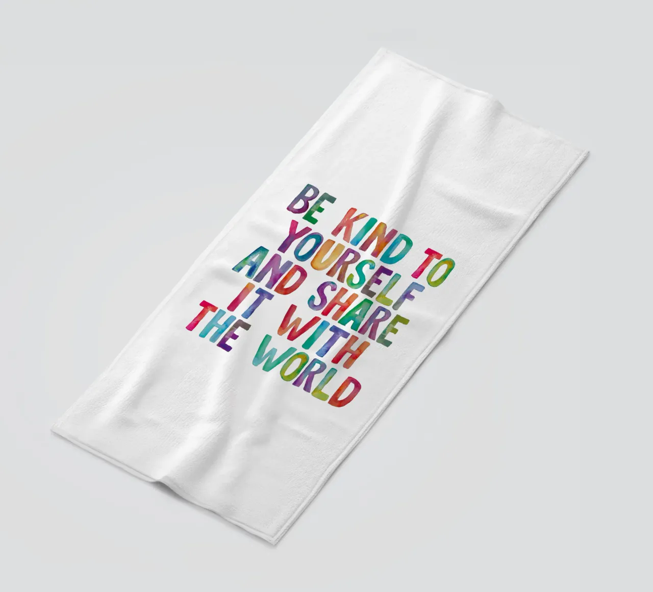 Be Kind to Yourself and Share it With the World Typografie beach towel by THE MOTIVATED TYPE
