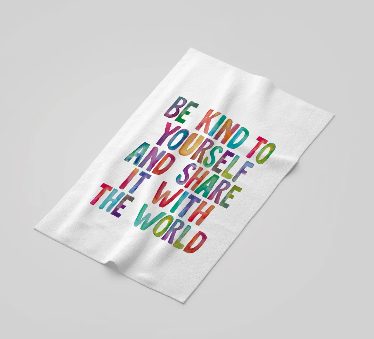 Be Kind to Yourself and Share it With the World Typografie beach towel by THE MOTIVATED TYPE