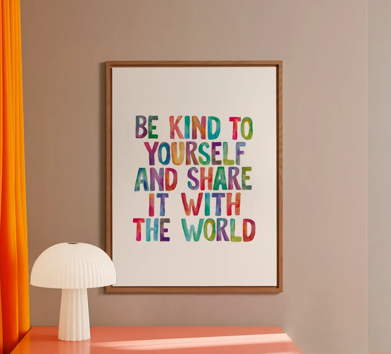 Be Kind to Yourself and Share it With the World Typografie alu-dibond by THE MOTIVATED TYPE