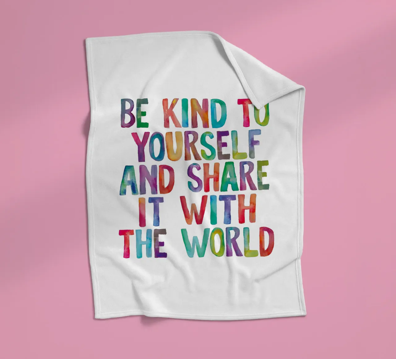 Be Kind to Yourself and Share it With the World Typografie fleece blanket by THE MOTIVATED TYPE