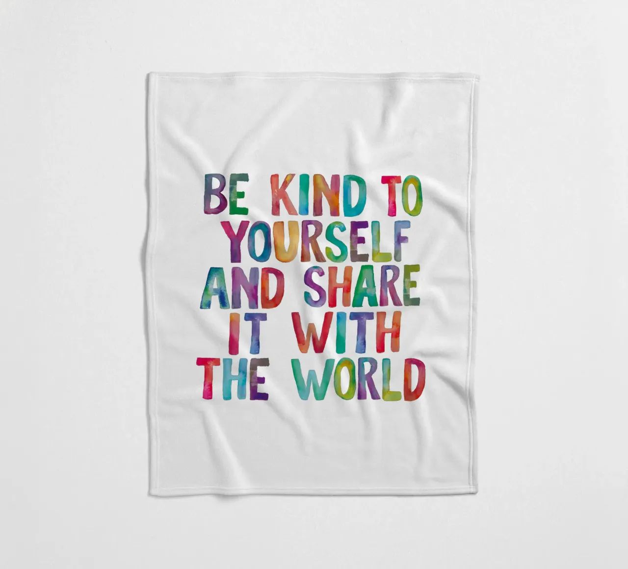 Be Kind to Yourself and Share it With the World Typografie fleece blanket by THE MOTIVATED TYPE