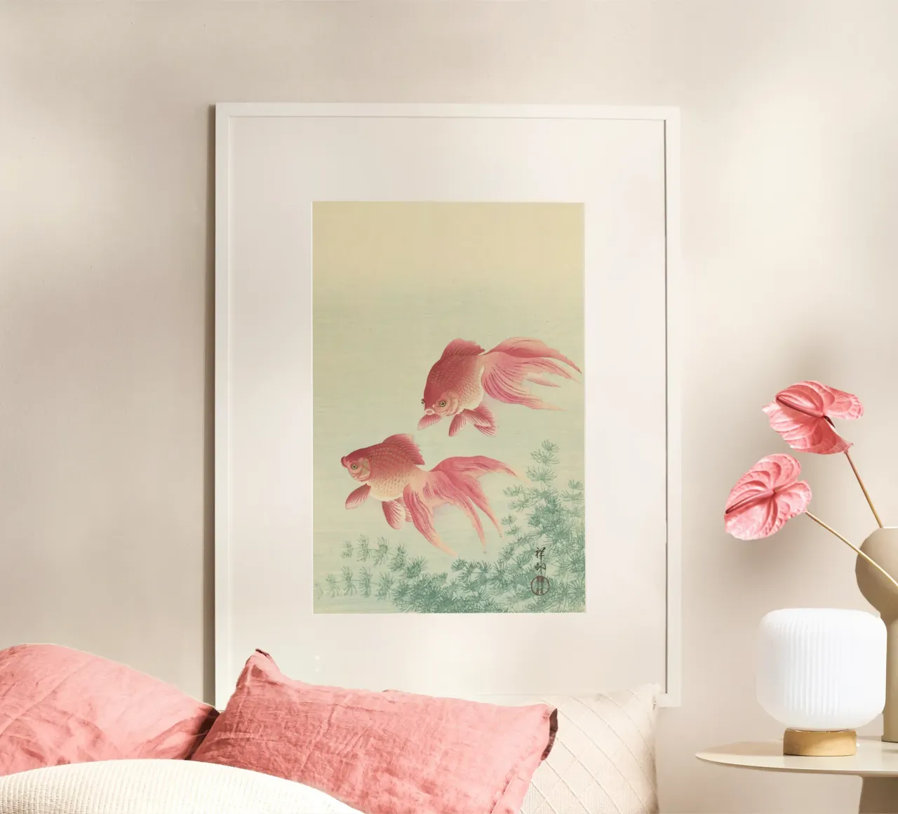 Pesce rosso - Xilografia giapponese Ohara Koson poster da William Store
