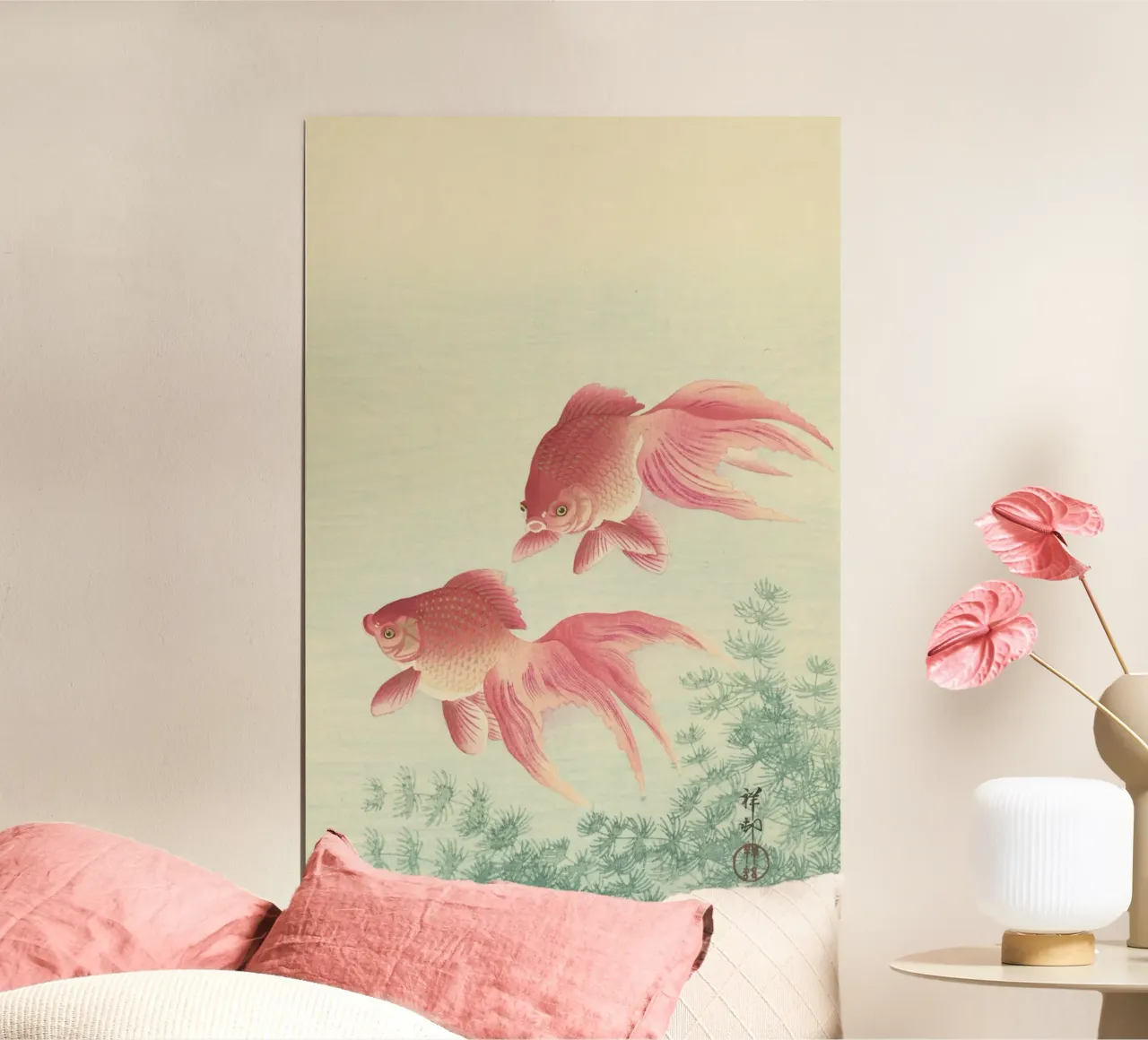 Pesce rosso - Xilografia giapponese Ohara Koson poster da William Store