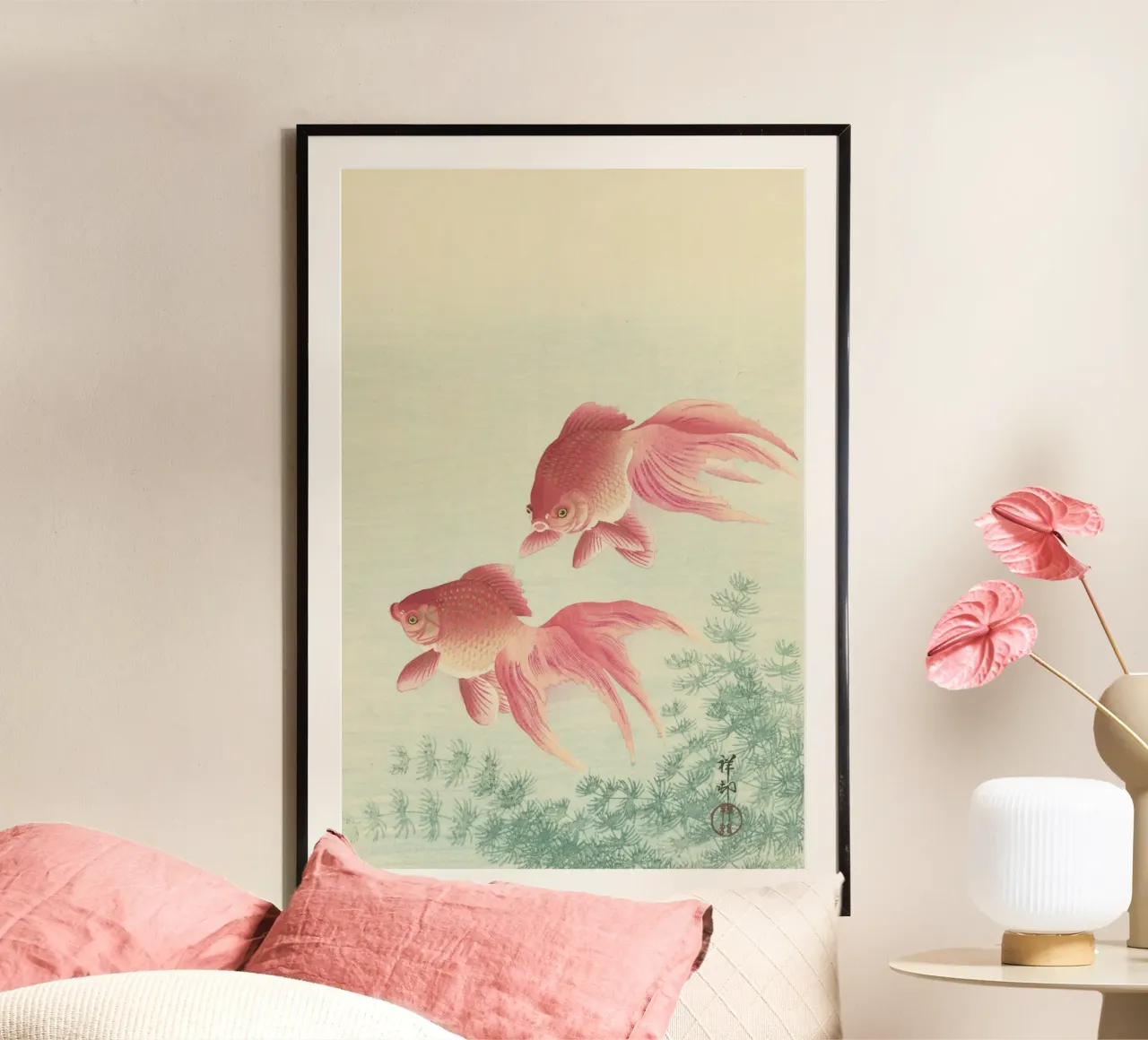 Pesce rosso - Xilografia giapponese Ohara Koson poster da William Store