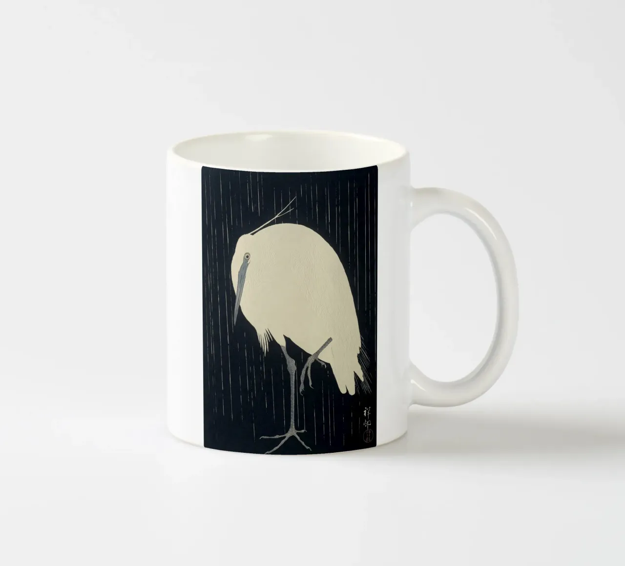 Egretta sotto la pioggia - Ohara Koson tazza in ceramica da William Store