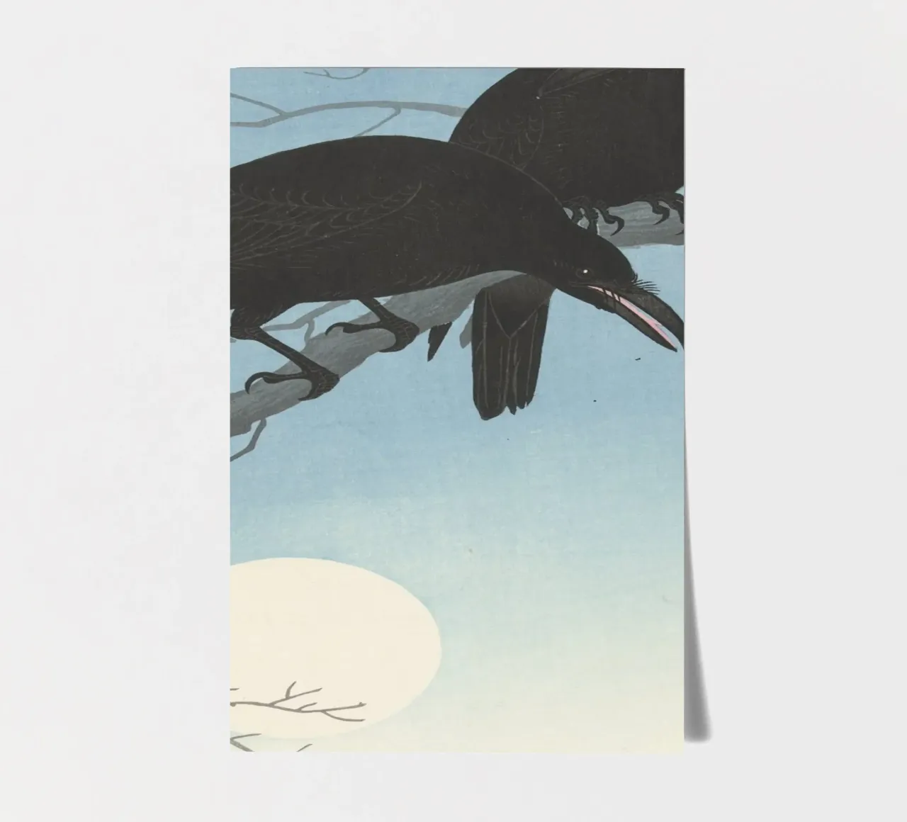 Deux corbeaux sur une branche - Ohara Koson planche autocollant de William Store