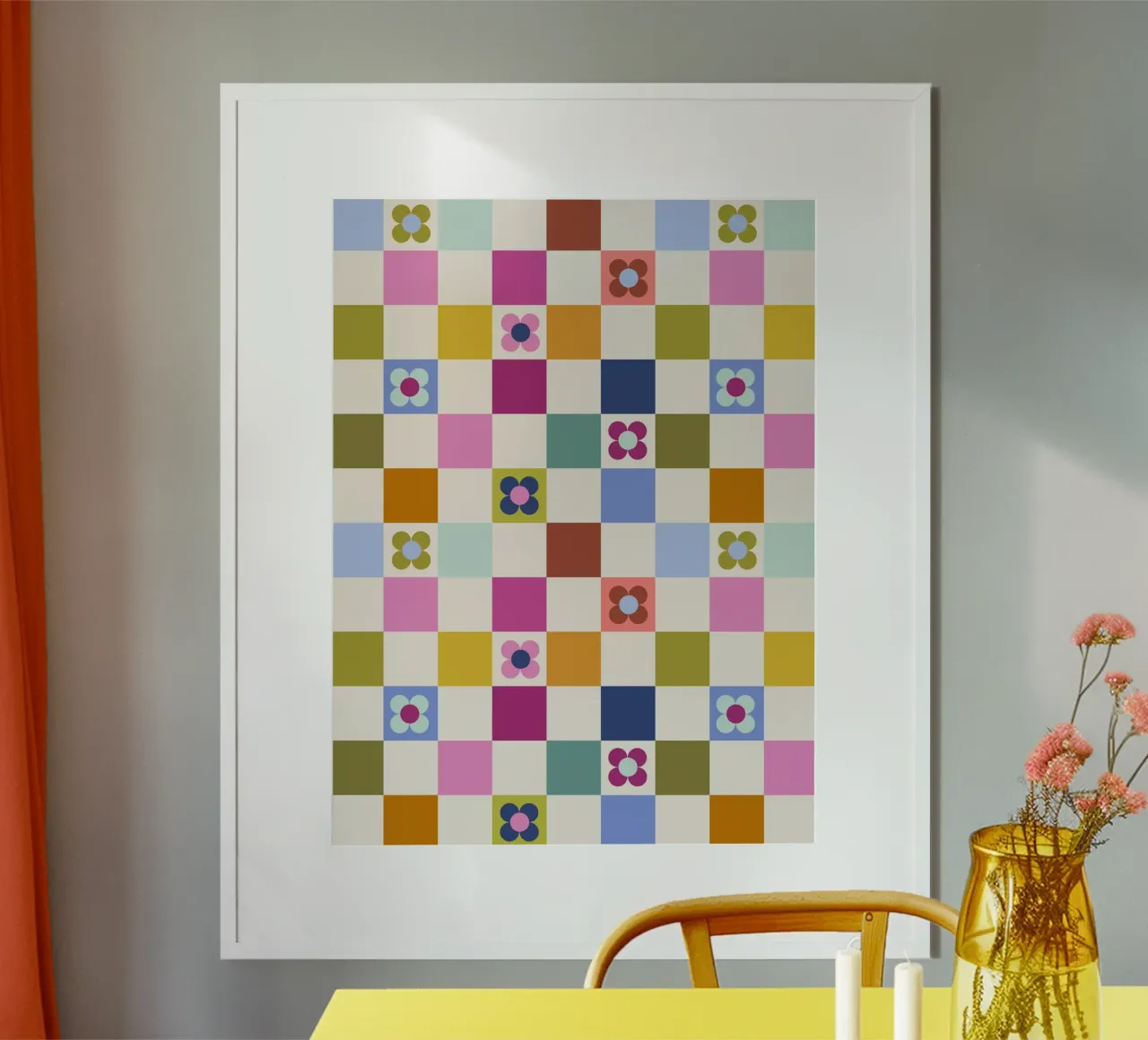 Checkmate Floral poster con telaio in legno da Gale Switzer