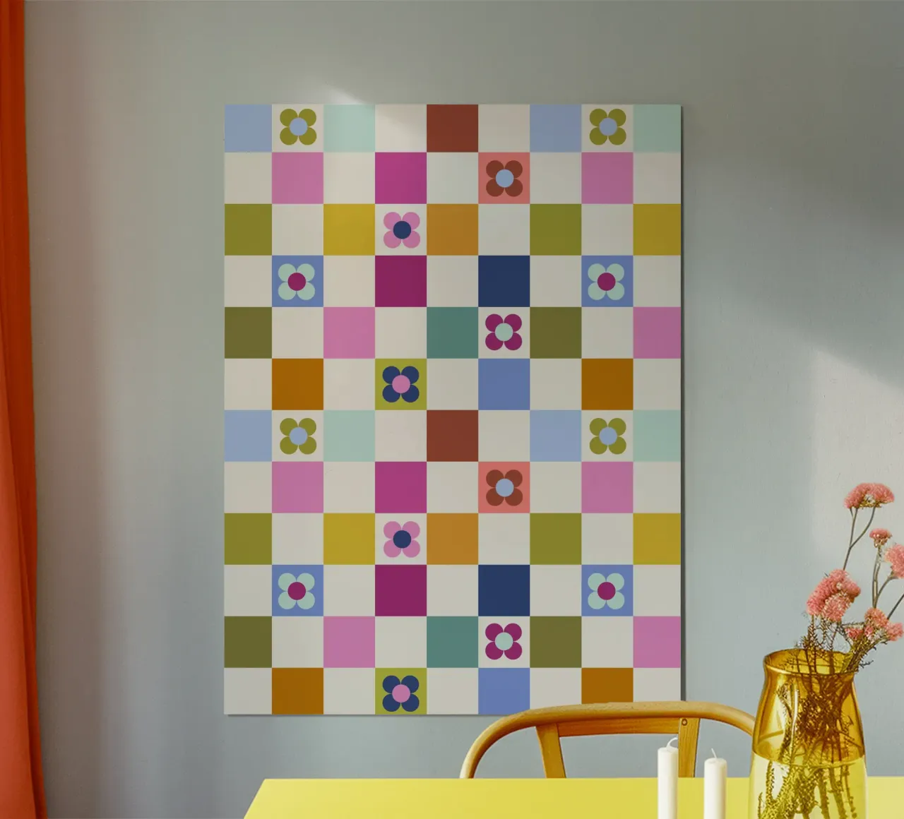 Checkmate Floral poster con telaio in legno da Gale Switzer