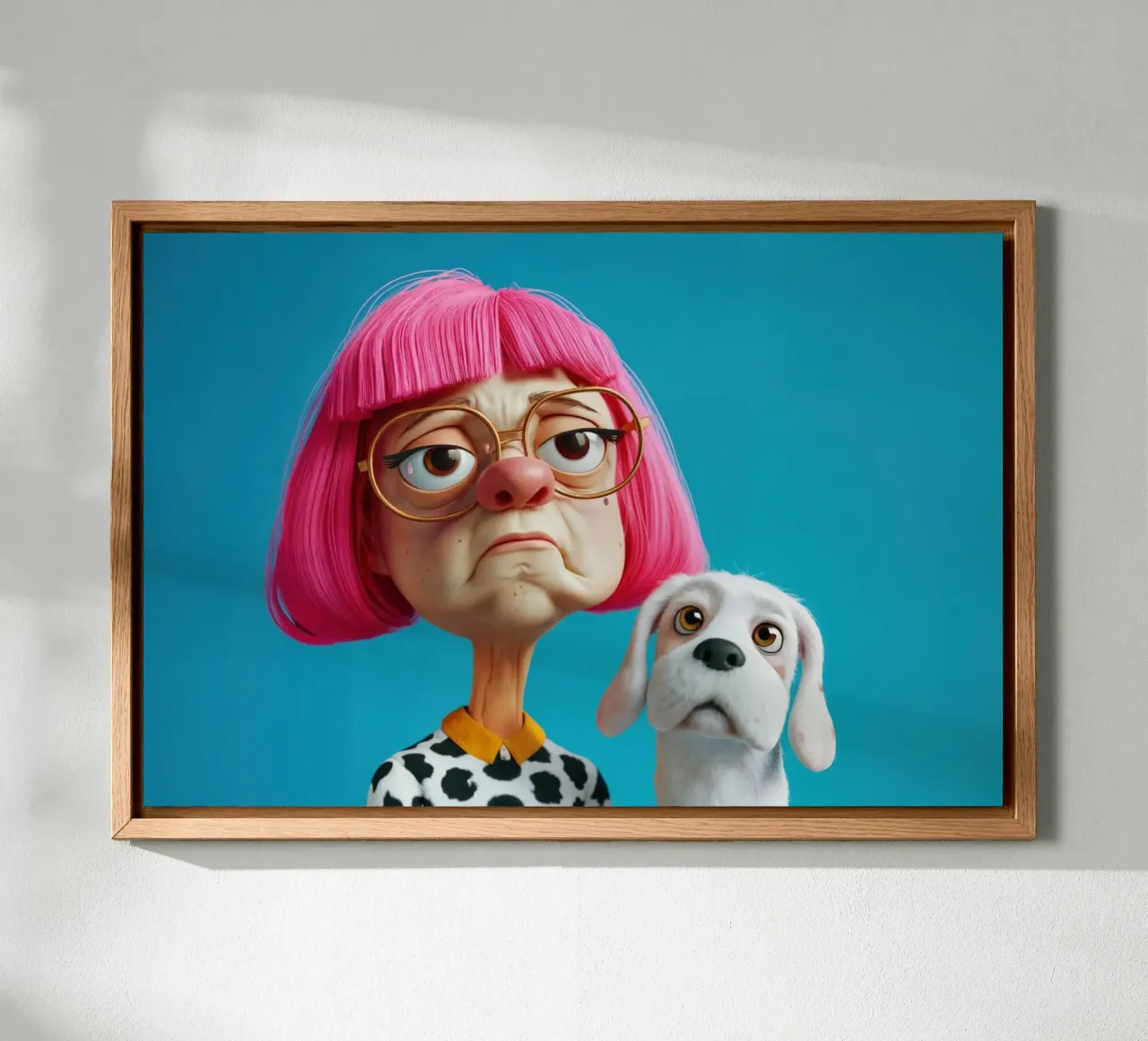 Chagrijnige vrouw en hond canvas met Baklijst van Lisa Artifexia