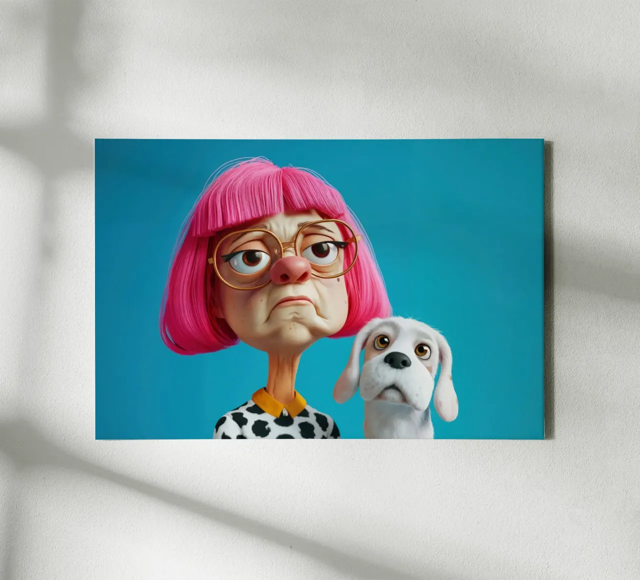 Chagrijnige vrouw en hond canvas met Baklijst van Lisa Artifexia