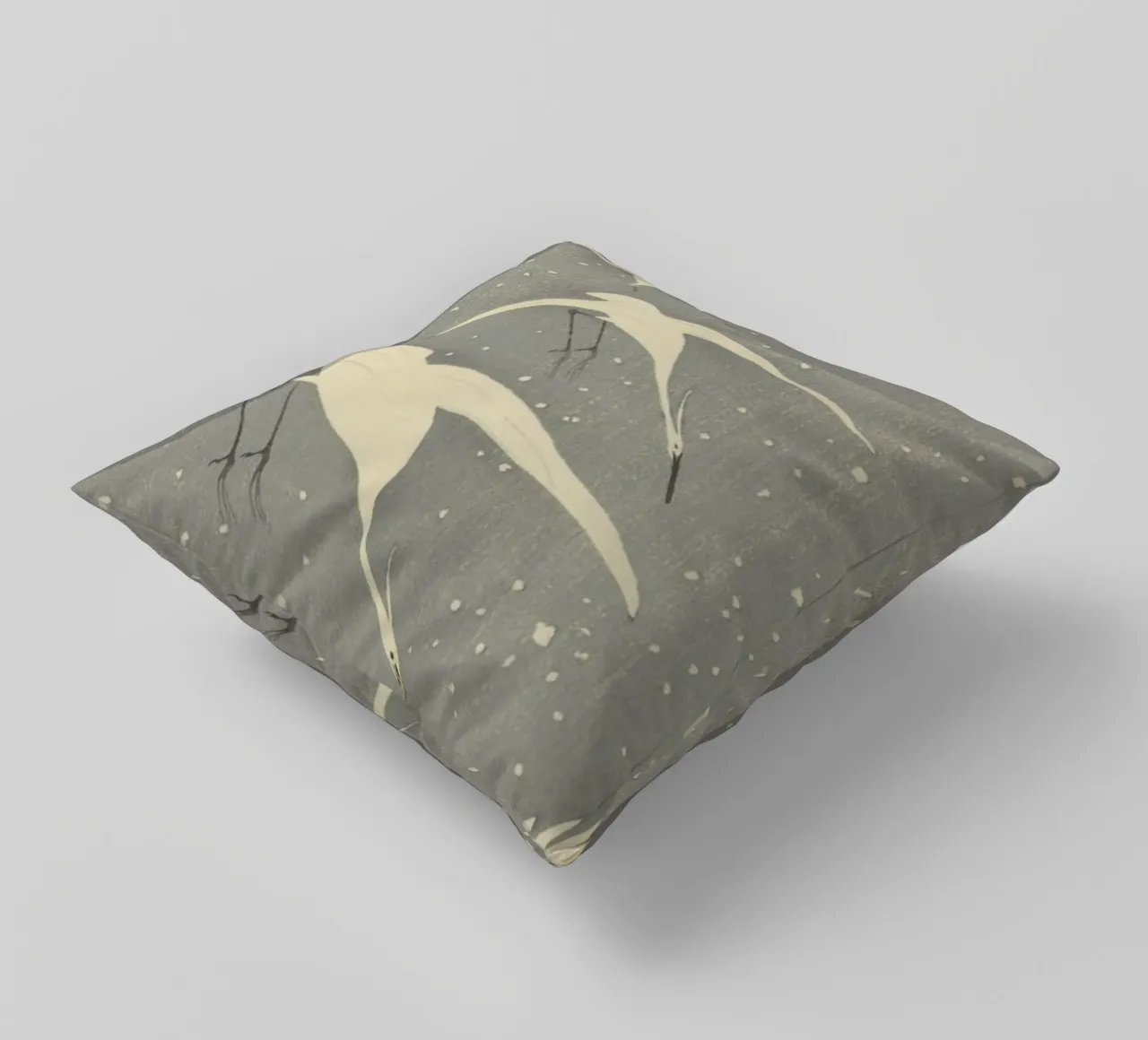 Egrette in discesa sulla neve - Ohara Koson cuscino da William Store