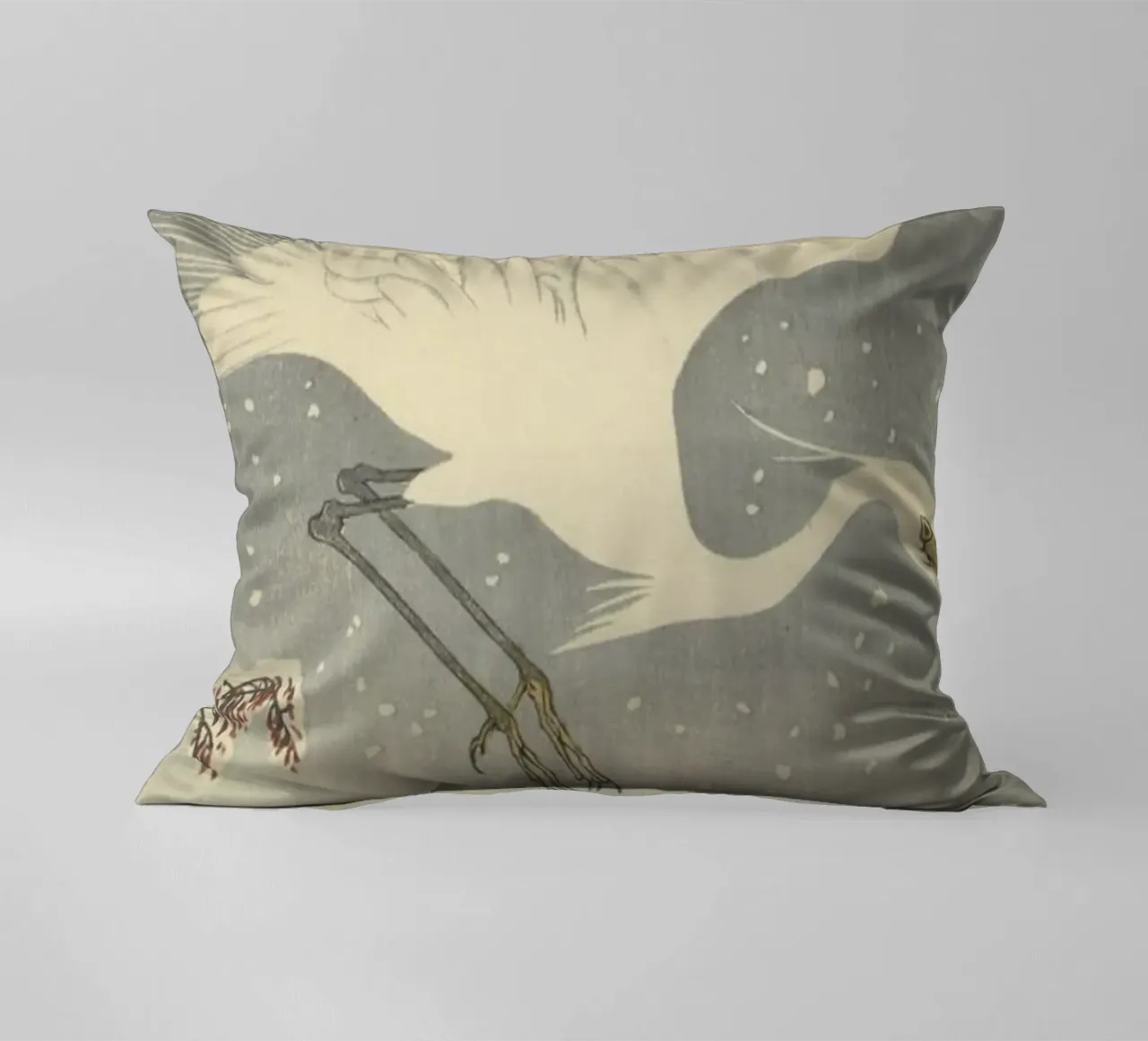 Egrette in discesa sulla neve - Ohara Koson cuscino da William Store