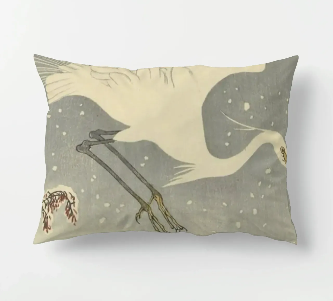 Egrette in discesa sulla neve - Ohara Koson cuscino da William Store