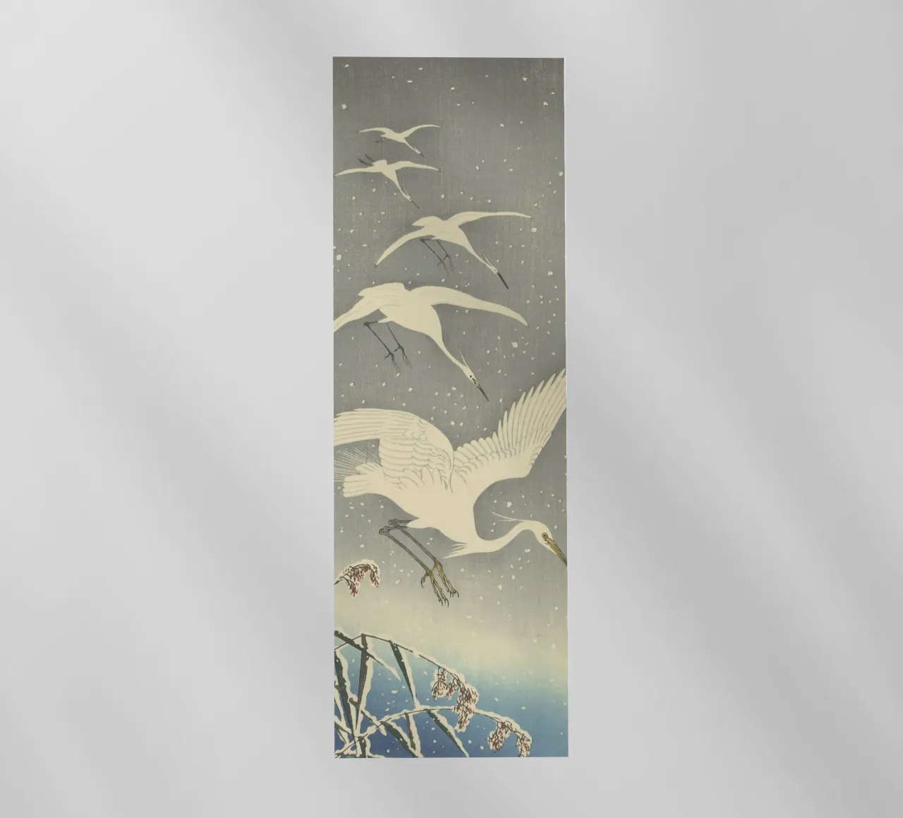 Egrette in discesa sulla neve - Ohara Koson pellicola backlit da William Store