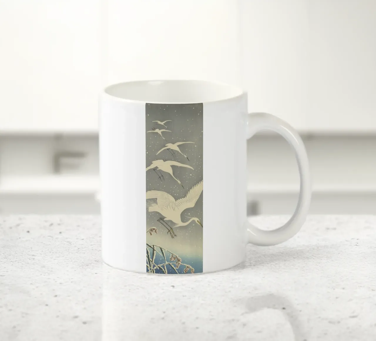 Egrette in discesa sulla neve - Ohara Koson tazza in ceramica da William Store