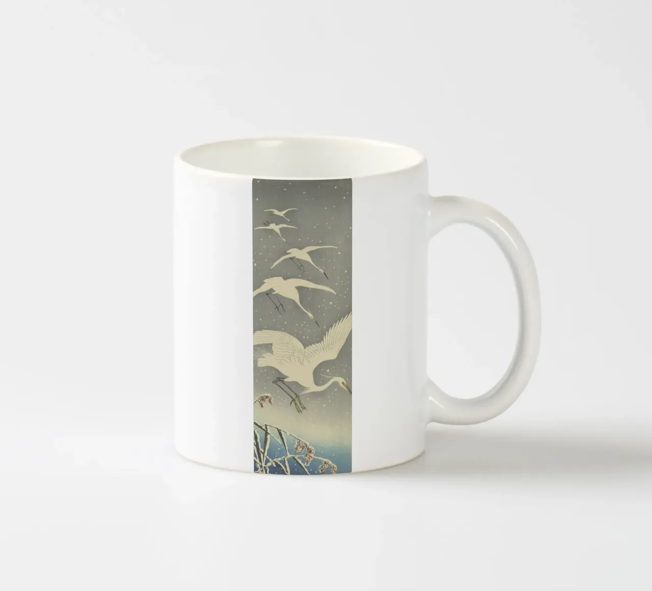 Egrette in discesa sulla neve - Ohara Koson tazza in ceramica da William Store