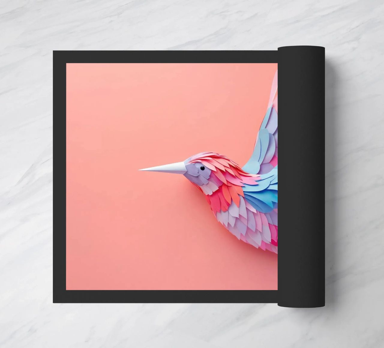 Colorful Paper Hummingbird on Soft Background doormat by Lisa Artifexia