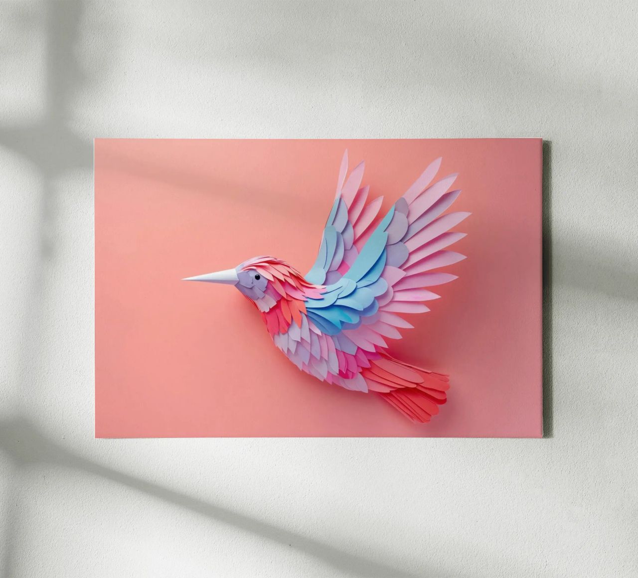 Colorful Paper Hummingbird on Soft Background canvas by Lisa Artifexia