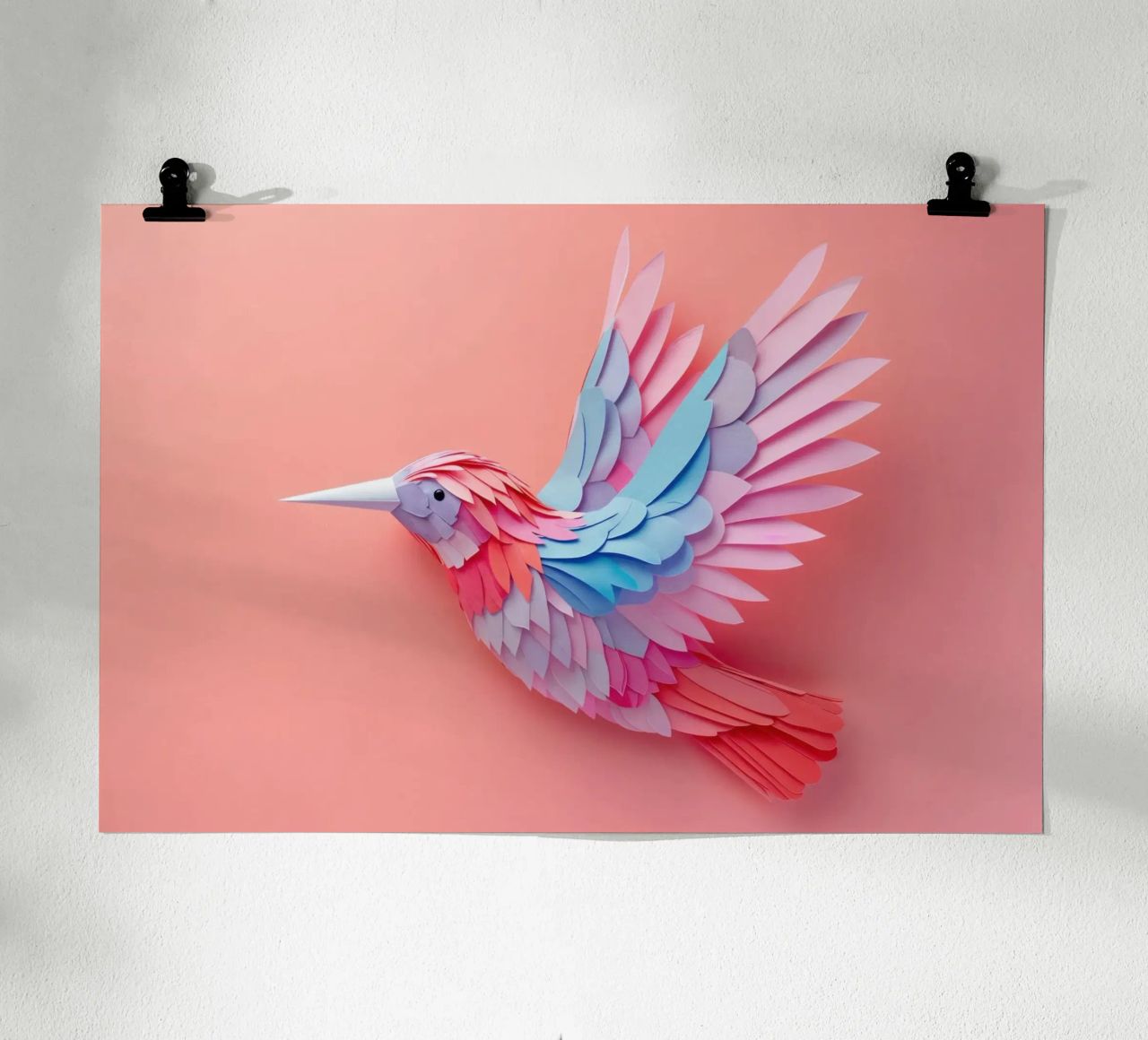 Colorful Paper Hummingbird on Soft Background poster by Lisa Artifexia