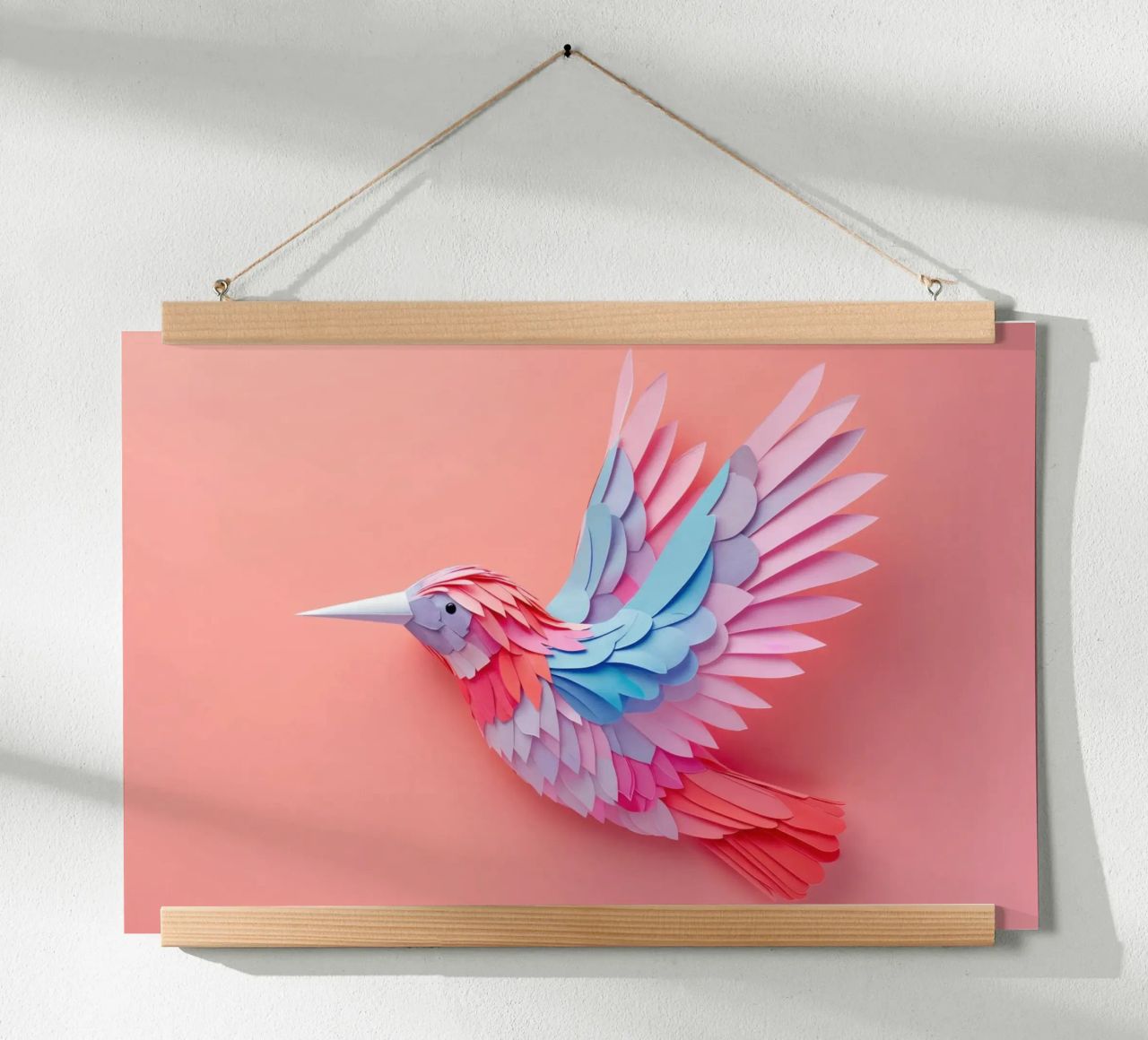 Colorful Paper Hummingbird on Soft Background poster by Lisa Artifexia