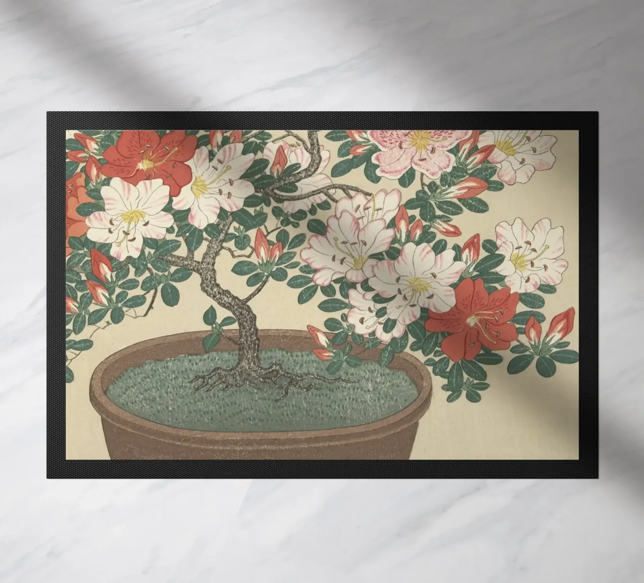 Azalea in fiore in vaso marrone - Ohara Koson zerbino da William Store