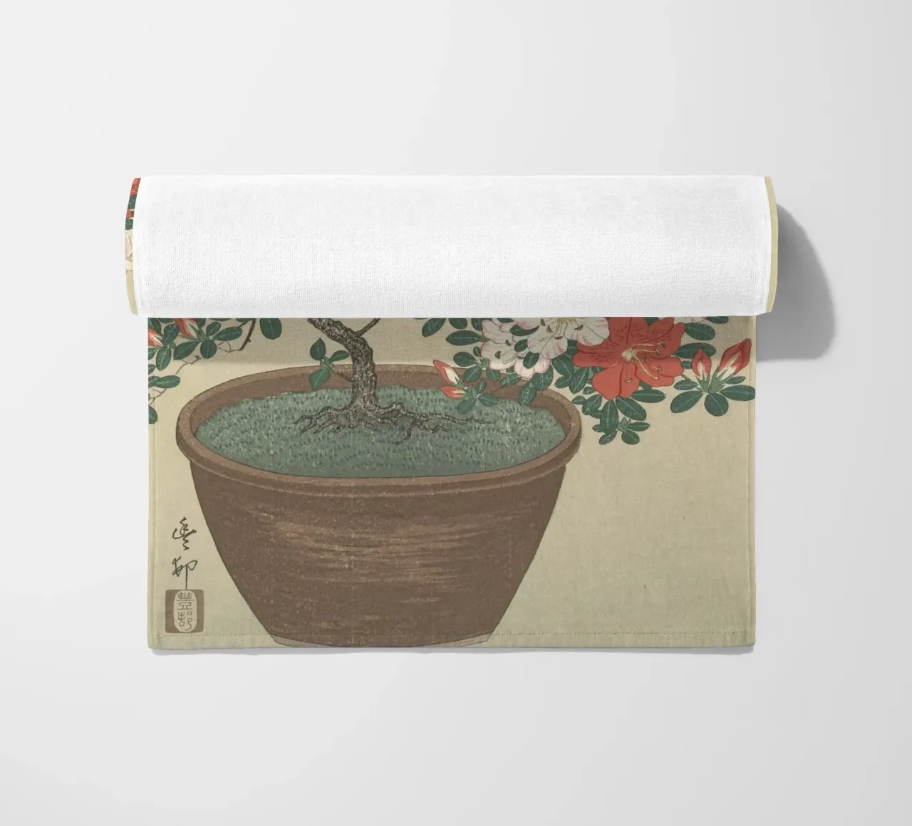 Azalea in fiore in vaso marrone - Ohara Koson telo mare da William Store