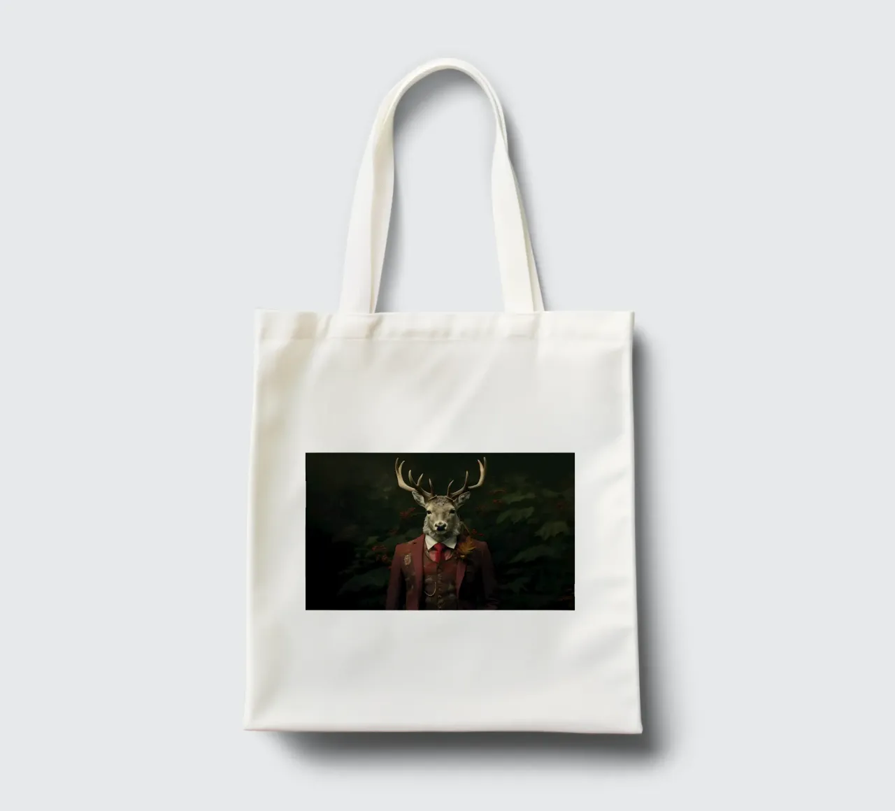 Cervo con testa di cervo gentiluomo in una foresta oscura borsa in juta da Lisa Artifexia